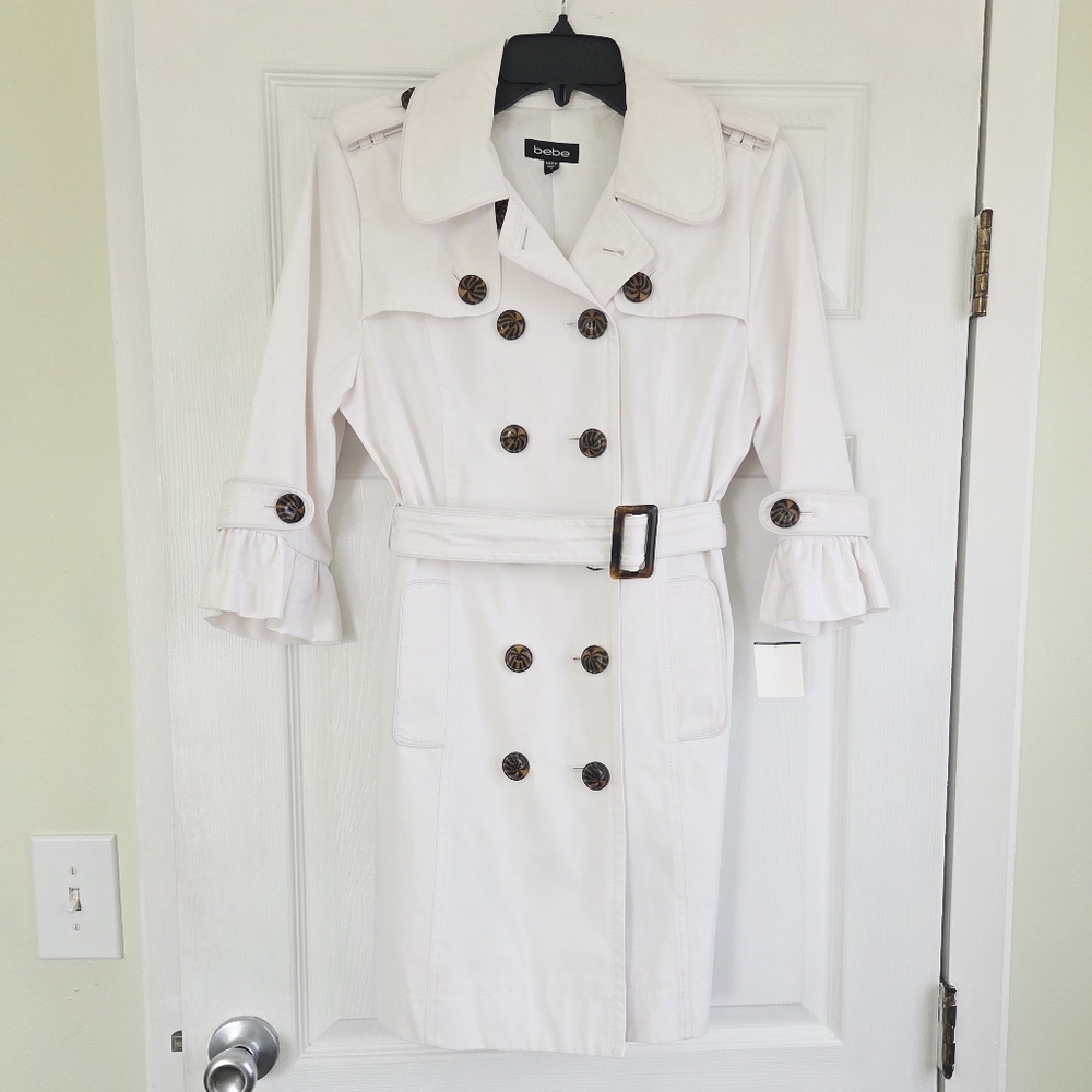 Bebe ✨️ Women's White Trench Coat Size S